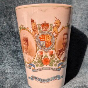 ~Vintage~King George & Queen Mary DOUBLE CORONATION Beaker-1911